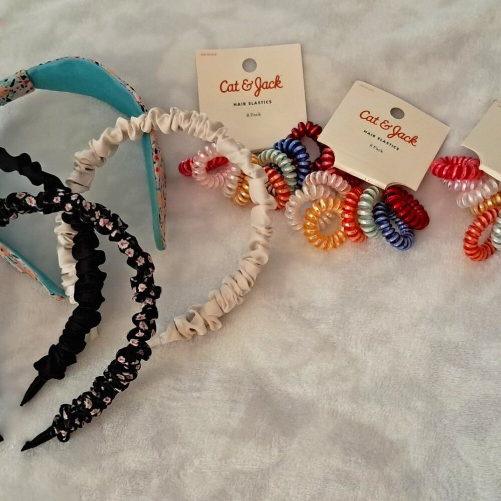 Hair bands and telephone cord hair ties